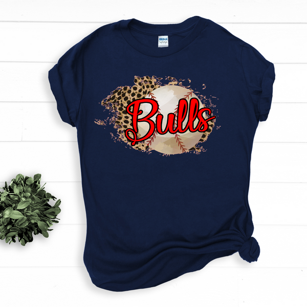 Bulls Baseball Leopard Shirt, Baseball Shirt, Baseball Mom Shirt