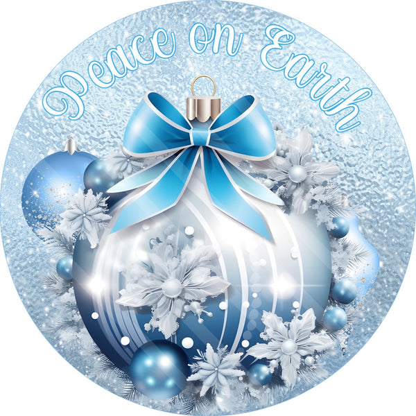 Peace on Earth Christmas Ornament Winter Sign, Christmas Door Hanger, Wreath Sign, Christmas Decor