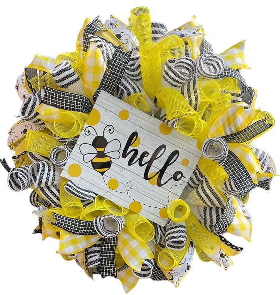 Hello Bee Wreath Kit, DIY Wreath Kit, Summer Decorations, Bumble Bee Wreath Door Hanger