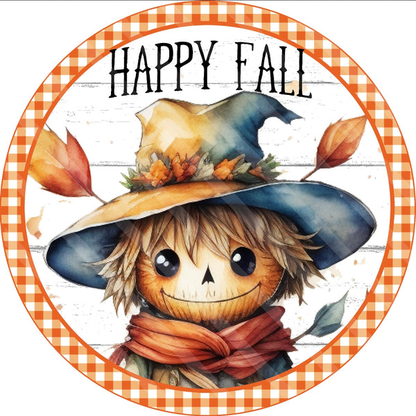 Happy Fall Pumpkin Scarecrow Fall Autumn Sign, Fall Door Hanger, Wreath Sign