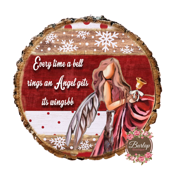 Angel gets its Wings Christmas Winter Sign, Wreath Supplies, Wreath Attachment, Door Hanger, Wreath Sign