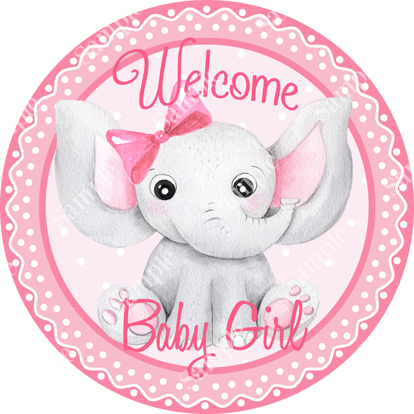 Baby Girl Pink Elephant Sign, Door Hanger, Wreath Sign, Tray Decor