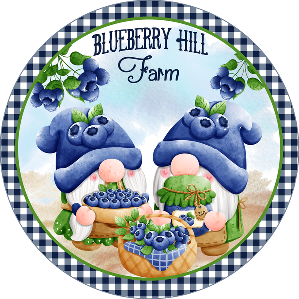 Blueberry Hill Gnome Summer Sign, Wreath Supplies, Door Hanger, Wreath Sign