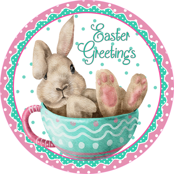 Easter Bunny Greetings Spring Sign, Door Hanger, Wreath Sign, Tray Decor, Easter decor