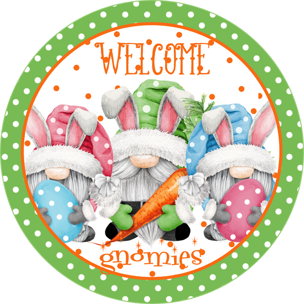 Welcome Spring Easter Bunny Gnome Sign, Spring Sign, Door Hanger, Wreath Sign