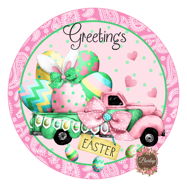 Vintage Truck Spring Easter Sign, Spring Sign, Door Hanger, Wreath Sign