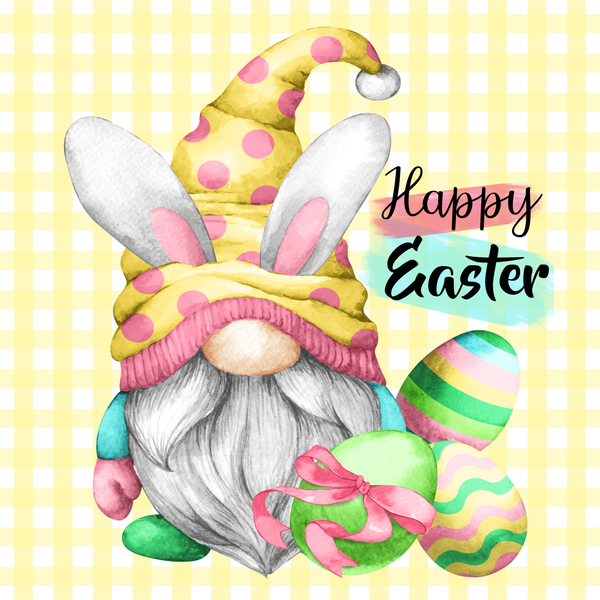 Happy Easter Spring Bunny GNOME Sign, Wreath Sign Attachment, Rustic Sign. Spring Decor, Farmhouse