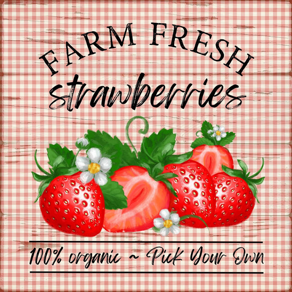 Farm Fresh Strawberries Sign, Door Hanger, Wreath Sign, Tray Decor