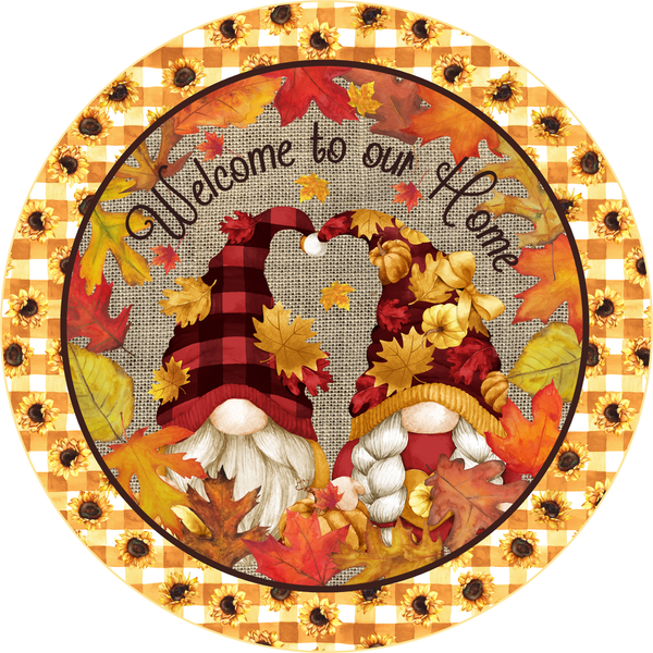 Welcome to Our Home Fall Autumn Gnome Sign, Wreath Sign, Fall Decor, Door Hanger, Tiered Tray Sign, Wreath Supplies