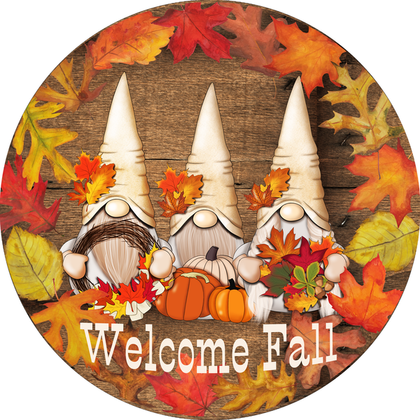 Welcome Fall Autumn Gnome Sign, Wreath Sign, Fall Decor, Door Hanger, Tiered Tray Sign, Wreath Supplies
