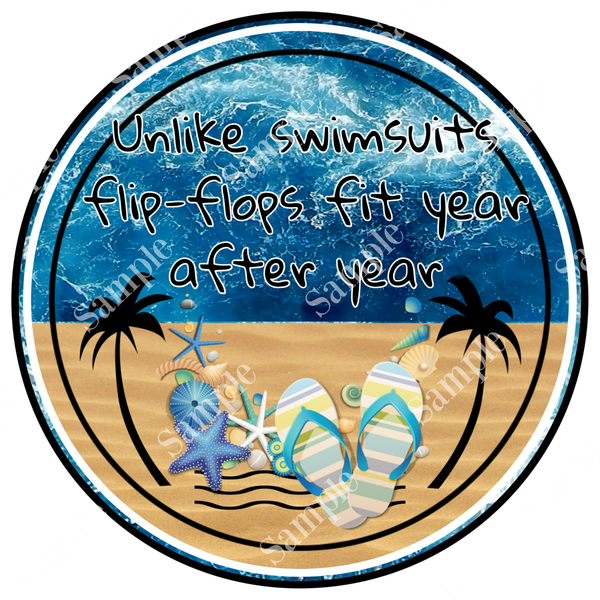 Flip Flops Summer Beach Sign, Beach Door Hanger, Wreath Sign