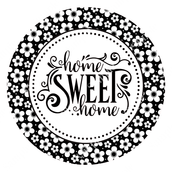 Home Sweet Home Black Spring Flower Sign, Spring Sign, Door Hanger, Wreath Sign