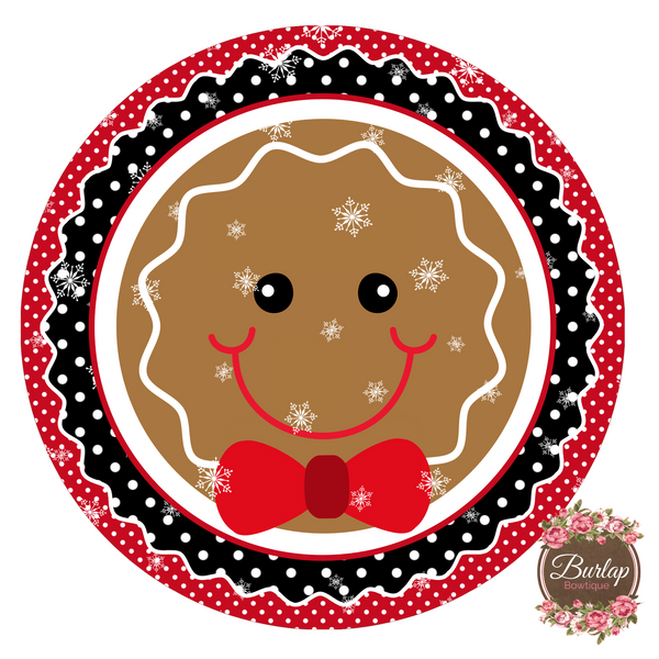 Gingerbread Boy Christmas Sign, Wreath Supplies, Wreath Attachment, Door Hanger, Wreath Sign