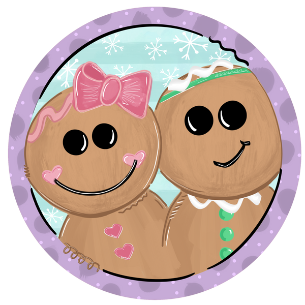 Gingerbread Boy Girl Christmas Sign, Wreath Supplies, Wreath Attachment, Door Hanger, Wreath Sign