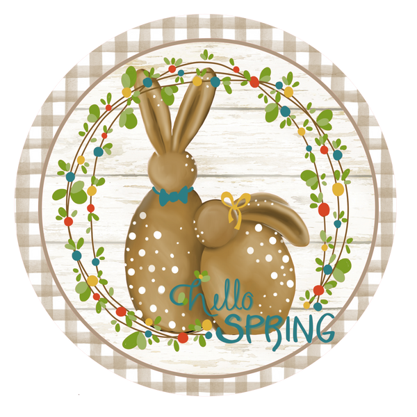 Hello Spring Bunnies Spring Sign, Door Hanger, Wreath Sign, Tray Decor