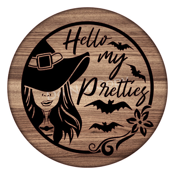 My Pretties Witch Vintage Halloween Sign, Wreath Supplies, Wreath Attachment, Door Hanger, Wreath Sign