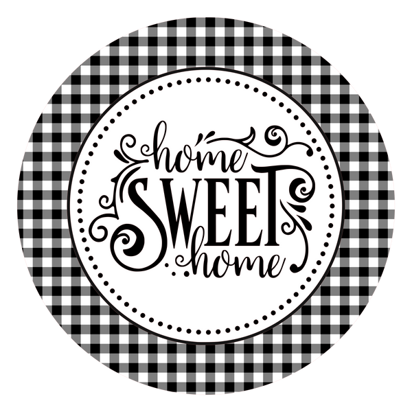 Home Sweet Home Black Buffalo Plaid Spring Flower Sign, Spring Sign, Door Hanger, Wreath Sign