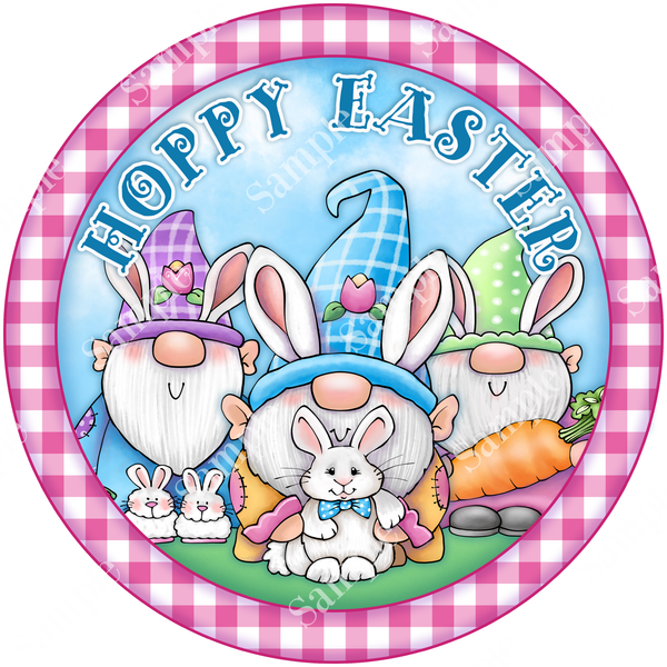 Hoppy Easter Gnome Easter Sign, Spring Sign, Door Hanger, Wreath Sign