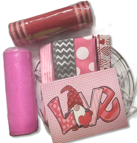 Love Gnome Valentine wreath kit, Love Valentine Wreath Kit