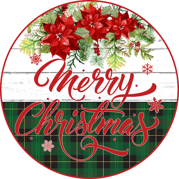 Rustic Merry Christmas Plaid Winter Christmas Sign, Christmas Decor, Door Hanger, Wreath Sign