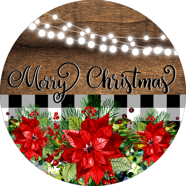 Rustic Merry Christmas Poinsettia Winter Christmas Sign, Christmas Decor, Door Hanger, Wreath Sign