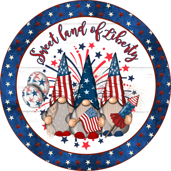 Sweet Land of Liberty Patriotic Gome Sign, Wreath Sign Attachment, Rustic Sign, Farmhouse Decor