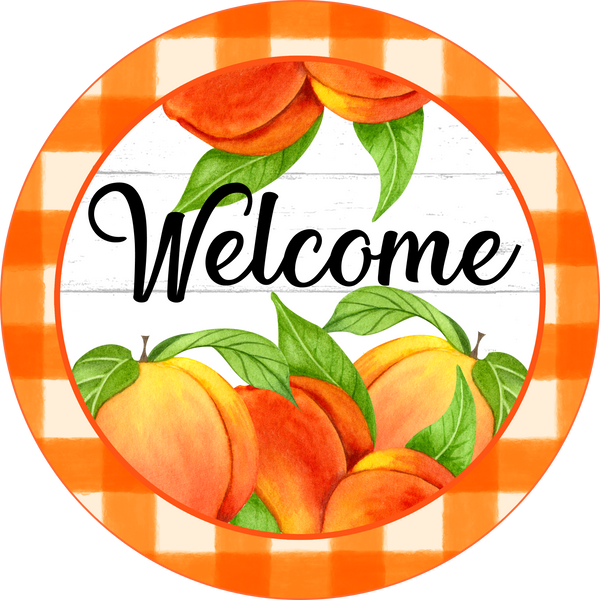 PEACH Welcome Sign, Door Hanger, Wreath Supplies, Wreath attachment