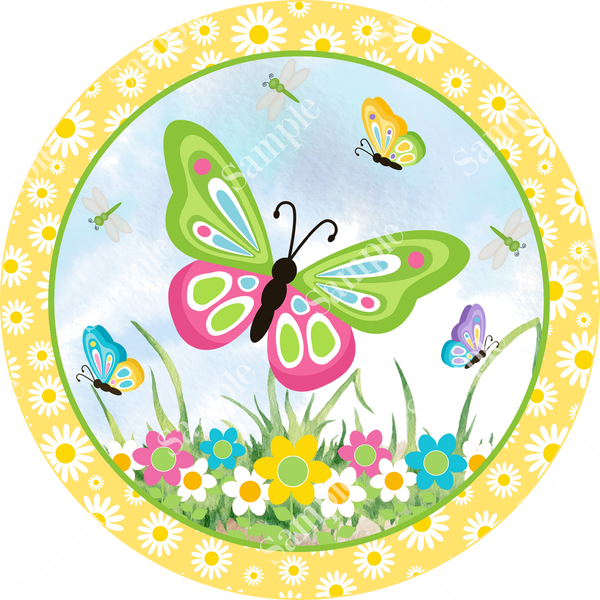 Spring Yellow Butterfly Sign, Spring Sign, Door Hanger, Wreath Sign, Wreath Supplies