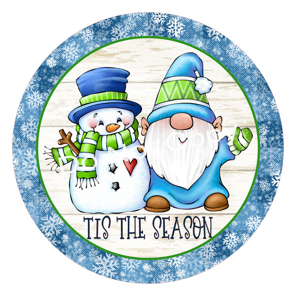 Tis the Season Gnome Christmas Winter Sign, Christmas Door Hanger, Wreath Sign