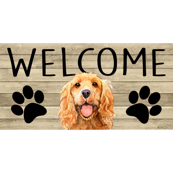 Pet Welcome Sign, Cocker Spaniel Sign, Door Hanger, Wreath Sign