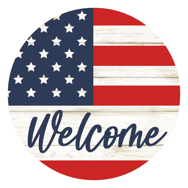 Welcome USA Patriotic Sign, Door Hanger, Wreath Sign, Tray Decor
