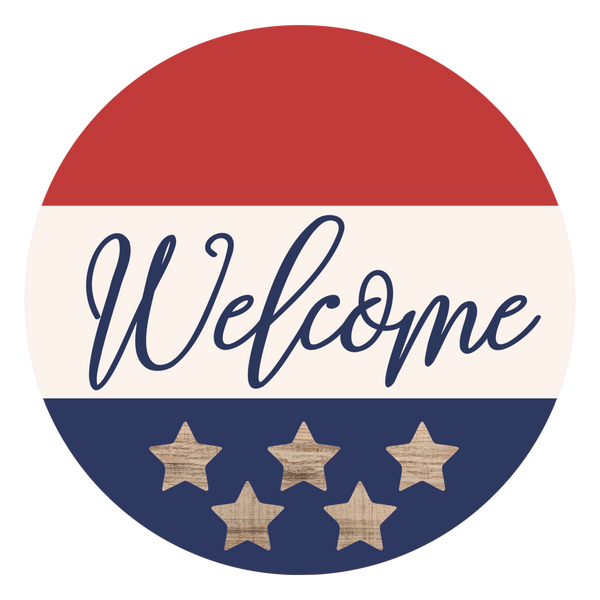 Welcome USA Patriotic Sign, Door Hanger, Wreath Sign, Tray Decor
