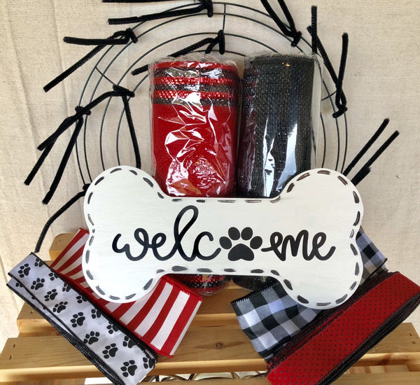 Welcome DOG Wreath Kit, Everyday Pet Lover Wreath Kit, Wreath Supplies