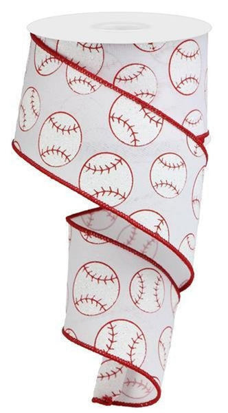 Baseball Ribbon, Wired Glitter Ribbon, 2.5 inches wide 10 yards, wreat –  Burlap Bowtique