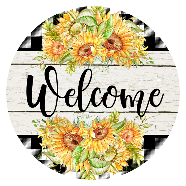 Rustic Welcome Sunflower Sign, Farmhouse Sign, Door Hanger, Wreath Sign