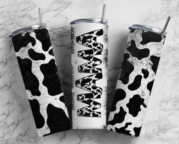 Mom MAMA Cow Print 20 oz Skinny Tumbler