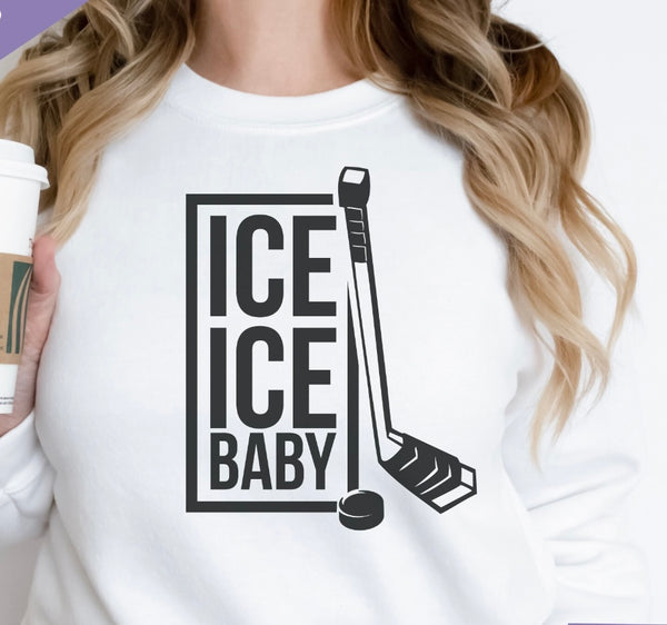 Ice Ice Baby Hockey Shirt, Sweatshirt, Hockey Mom shirt, Hockey Mom Shirt