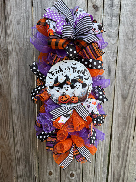 Halloween Wreath, Ghost Wreath Door Hanger