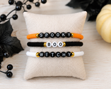Halloween Heishi Bead Stretch Bracelet Set – Spooky, Boo & Witch Stack | Cute Halloween Bracelet Trio