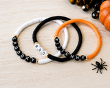 Halloween Heishi Bead Stretch Bracelet Set – Spooky, Boo & Witch Stack | Cute Halloween Bracelet Trio