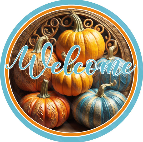 Welcome Fall Pumpkin Fall Autumn Sign, Fall Door Hanger, Wreath Sign, Fall Decor