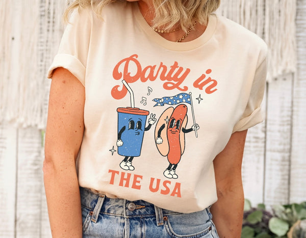 Party in the USA Retro Patriotic Shirt, Unisex Tee Shirt, Vintage Tee Shirt, Mom shirt