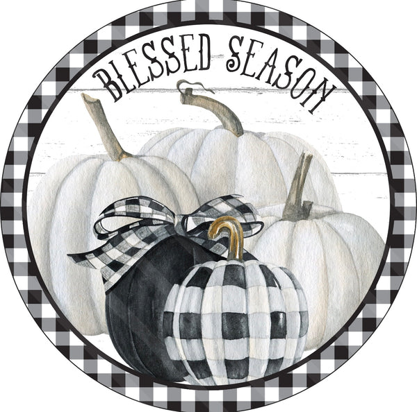 Blessed Fall Pumpkin Fall Sign, Fall Door Hanger, Wreath Sign, Fall Decor