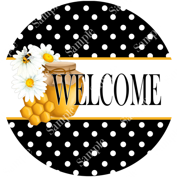 Welcome Bee Honeycomb Spring Sign, Spring Sign, Door Hanger, Wreath Sign
