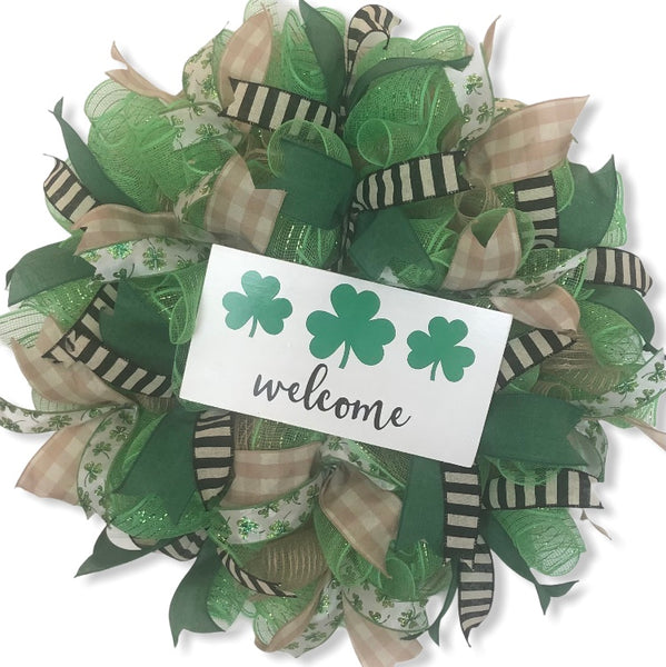 Welcome Shamrock Wreath or Kit | St. Patrick's Day Wreath Kit | DIY Wreath Kit, #SP001