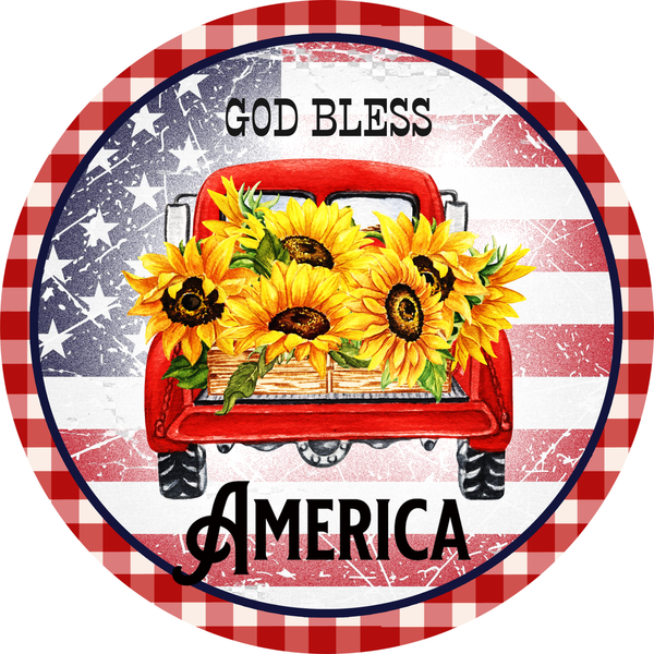 God Bless America USA Patriotic Truck Sign, Door Hanger, Wreath Sign, Tray Decor