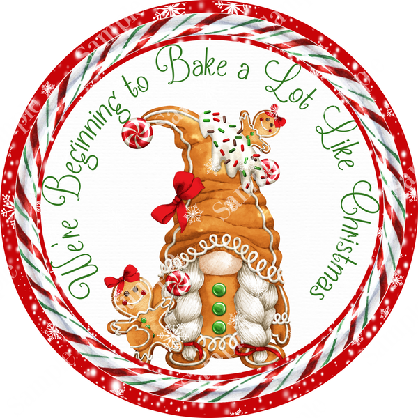 Baking Christmas Gnome Gingerbread Christmas Sign, Wreath Supplies, Wreath Attachment, Door Hanger, Wreath Sign