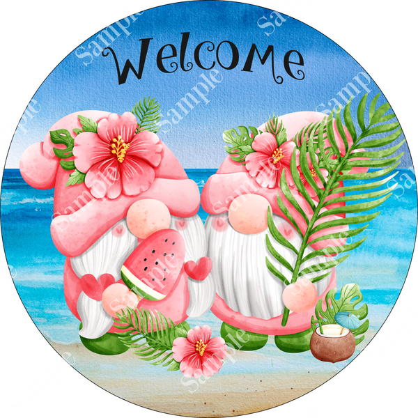 Welcome Gnome Beach Summer Sign, Wreath Supplies, Door Hanger, Wreath Sign