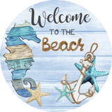 Welcome to the Beach Sign, Buffalo Plaid Summer Sign, Wreath Supplies, Wreath Attachment