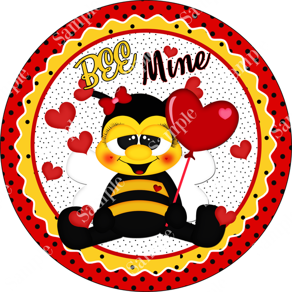 Bee Mine Red Honey Bee Valentine Sign, Valentine Decorations, Door Hanger, Wreath Sign
